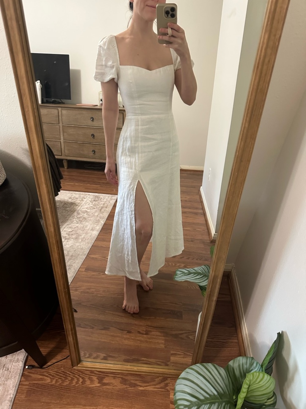 Reformation Denver White Linen Dress